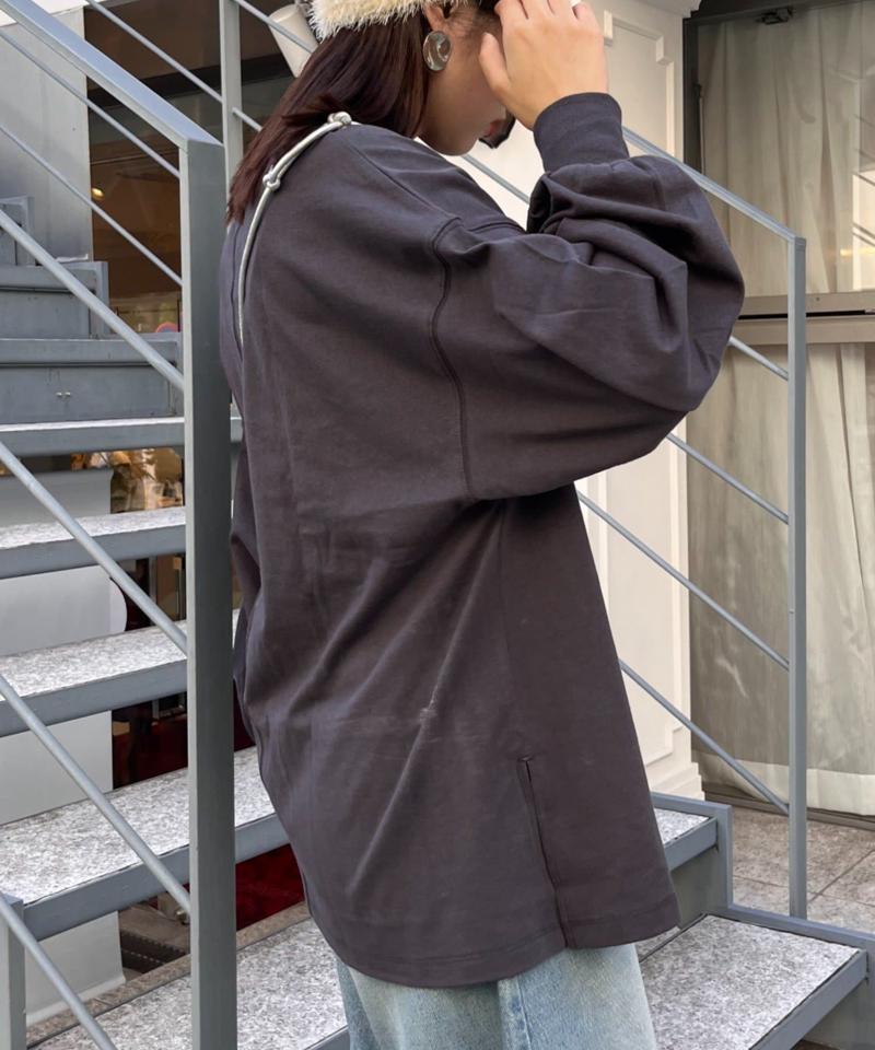 USAコットンプリント袖ボリュームスリーブロゴロンTee
