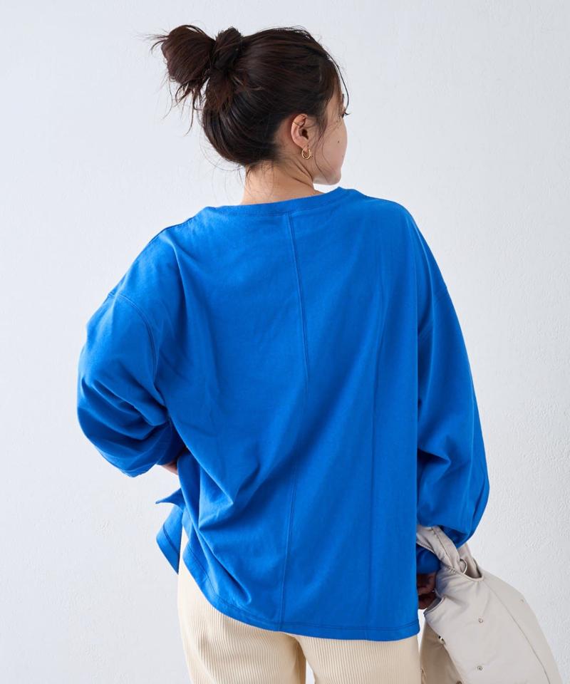 USAコットンプリント袖ボリュームスリーブロゴロンTee