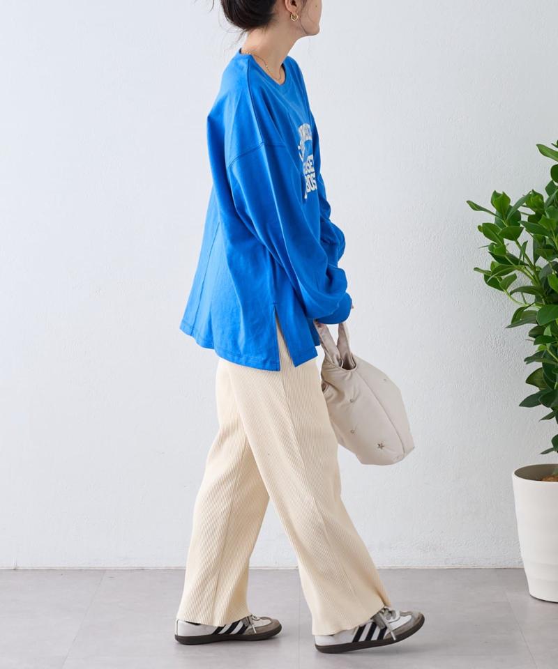 USAコットンプリント袖ボリュームスリーブロゴロンTee