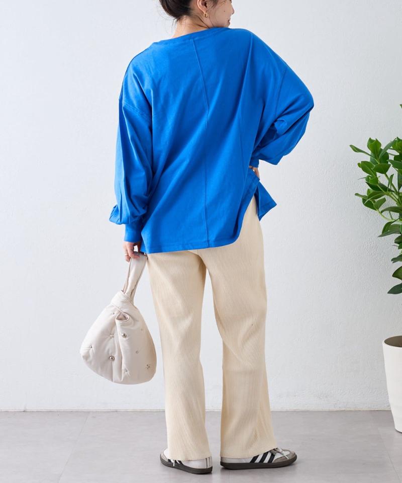 USAコットンプリント袖ボリュームスリーブロゴロンTee