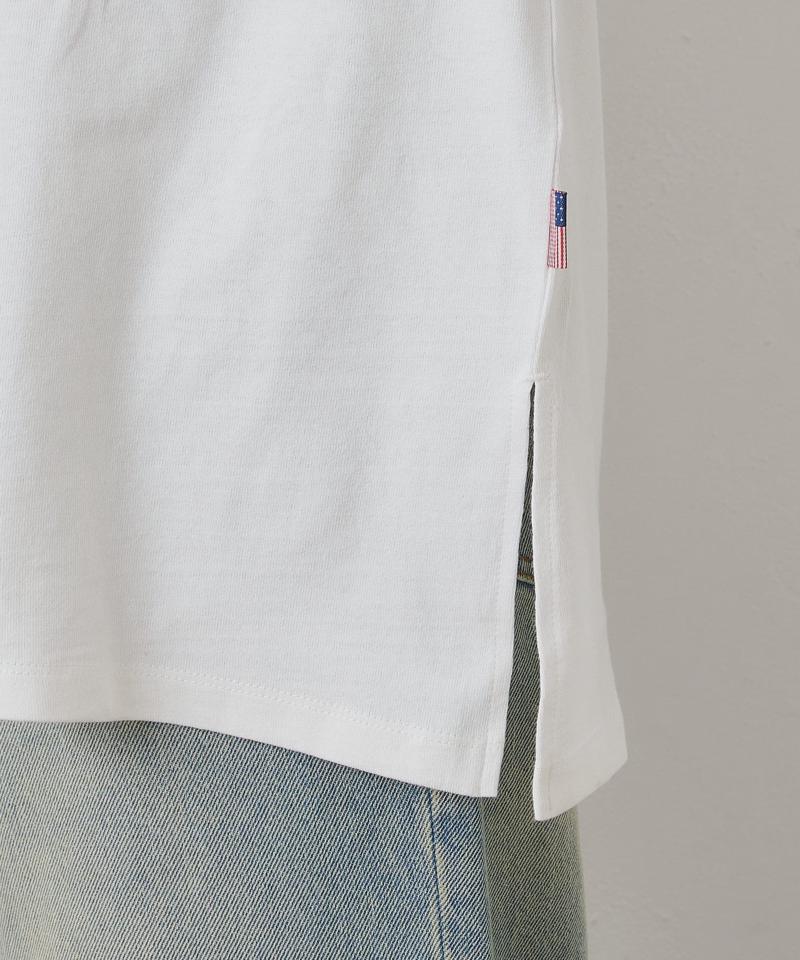 USAコットンプリント袖ボリュームスリーブロゴロンTee