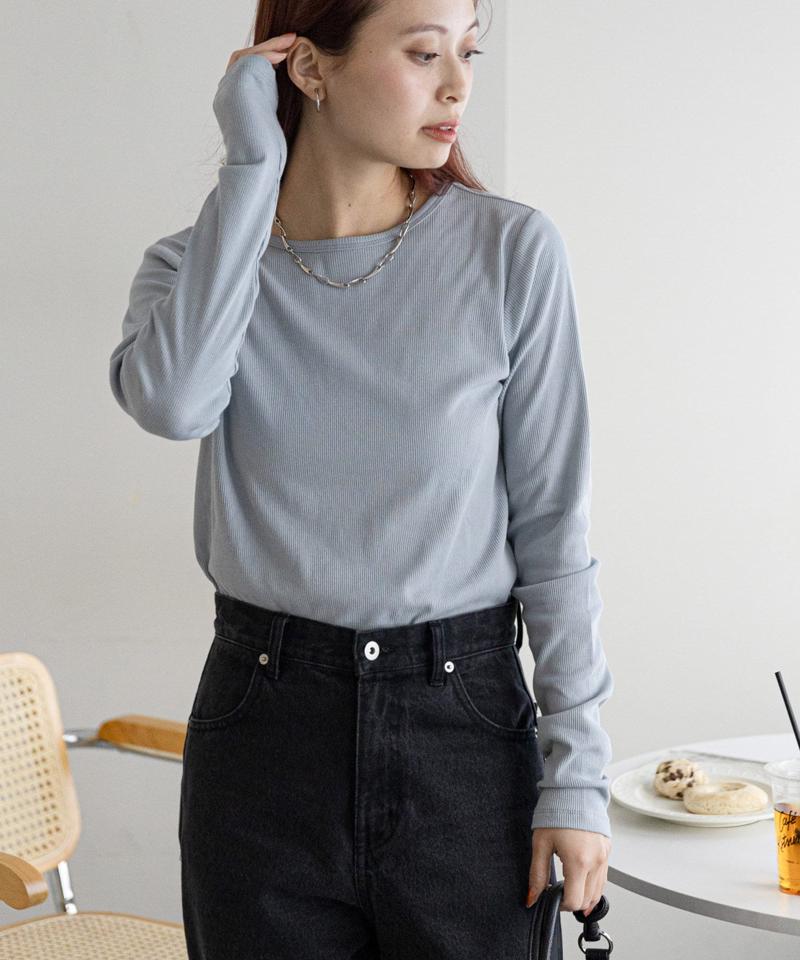 【WEB限定】リブシアーロングスリーブ