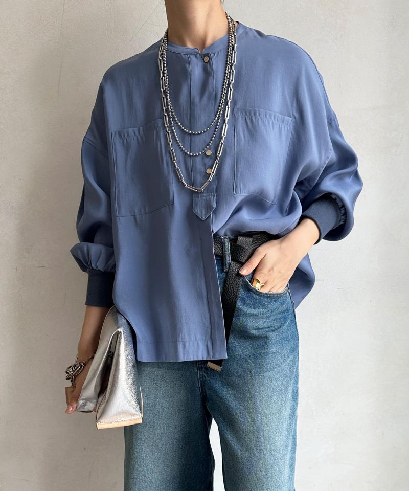 【完売カラー再追加！/新色追加】リブブルゾン風シャツ