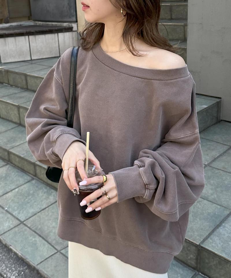 【着丈が選べる2サイズ展開♪】ピグメントワンショルスウェット