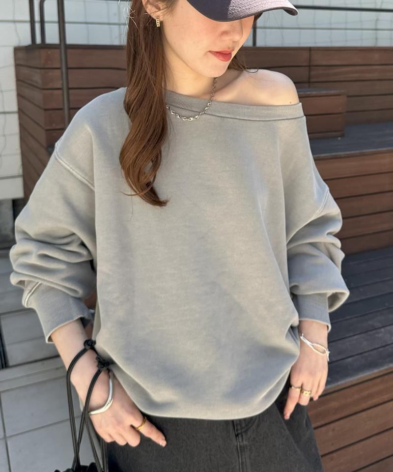 【着丈が選べる2サイズ展開♪】ピグメントワンショルスウェット