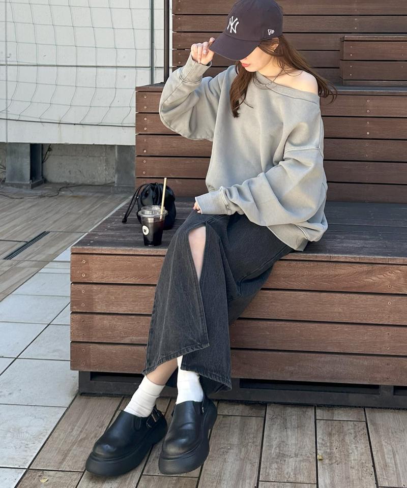 【着丈が選べる2サイズ展開♪】ピグメントワンショルスウェット