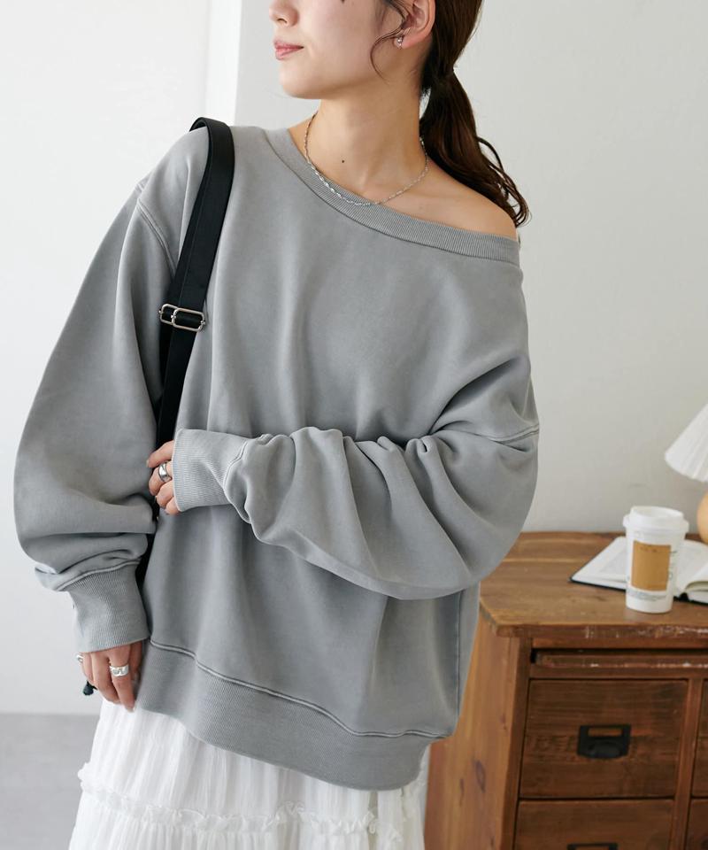 【着丈が選べる2サイズ展開♪】ピグメントワンショルスウェット
