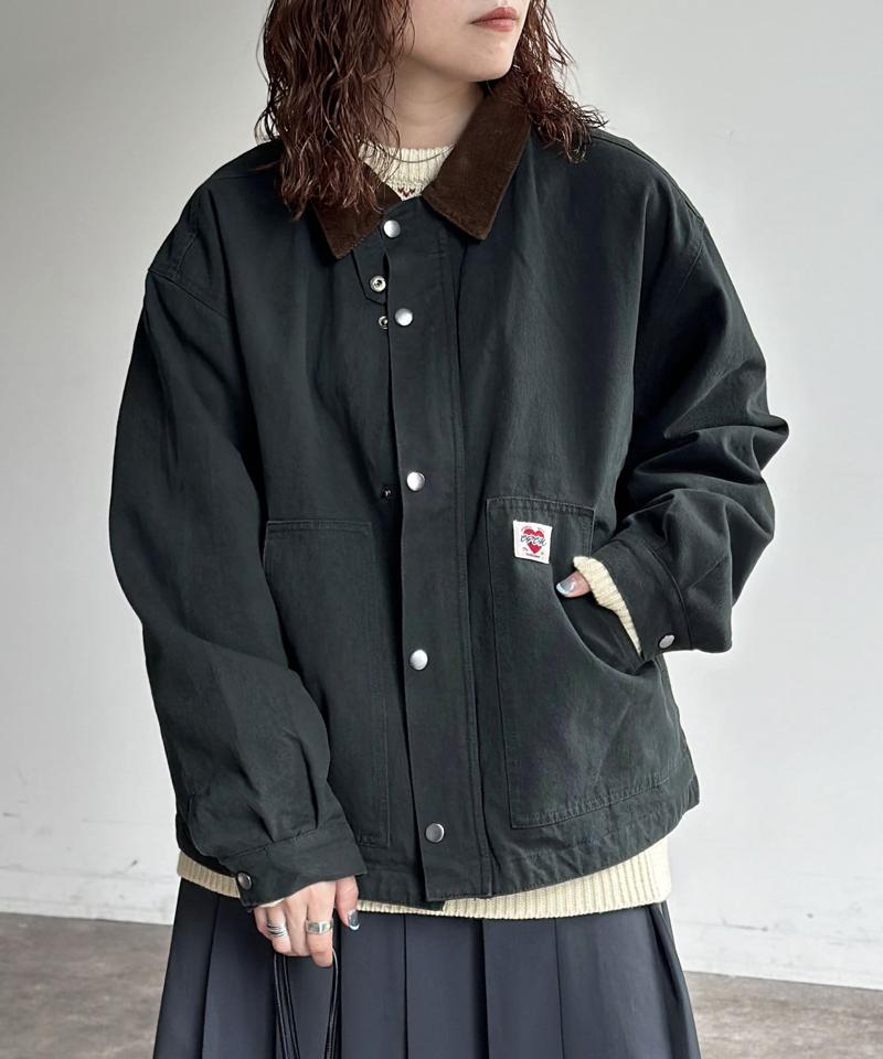 コーデュロイ襟ワークジャケット