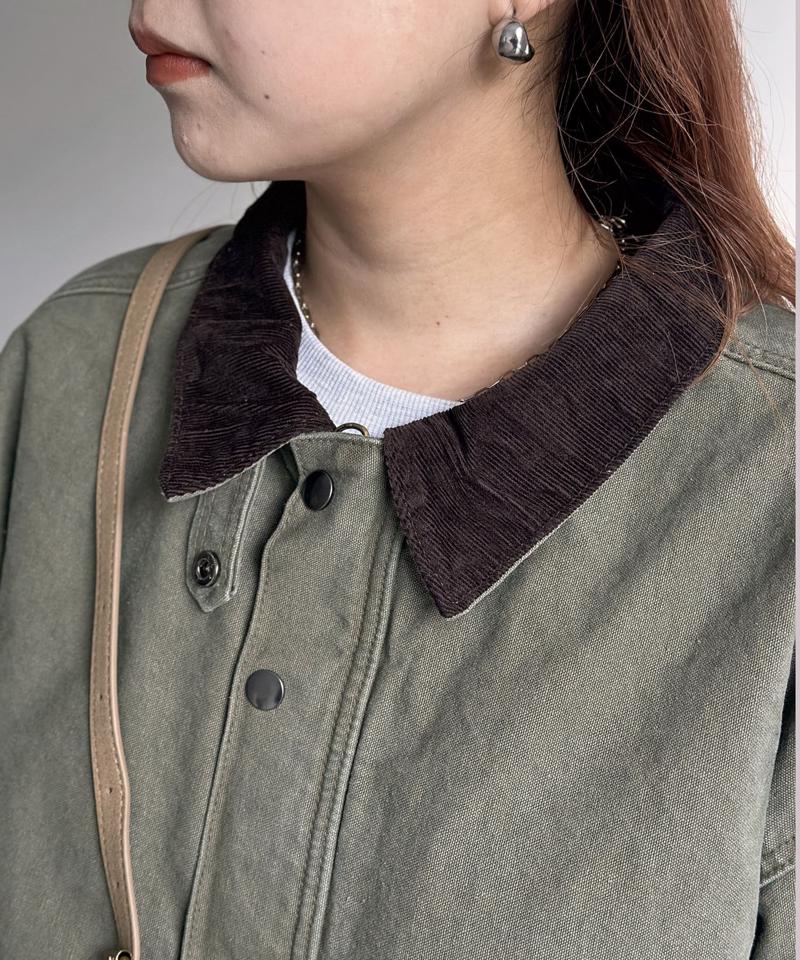 コーデュロイ襟ワークジャケット