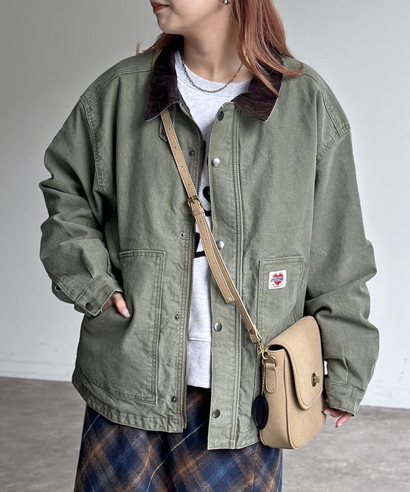 コーデュロイ襟ワークジャケット