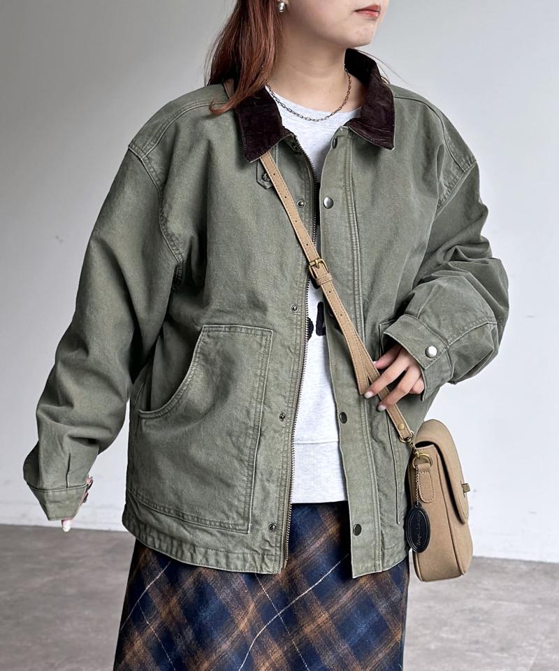 コーデュロイ襟ワークジャケット