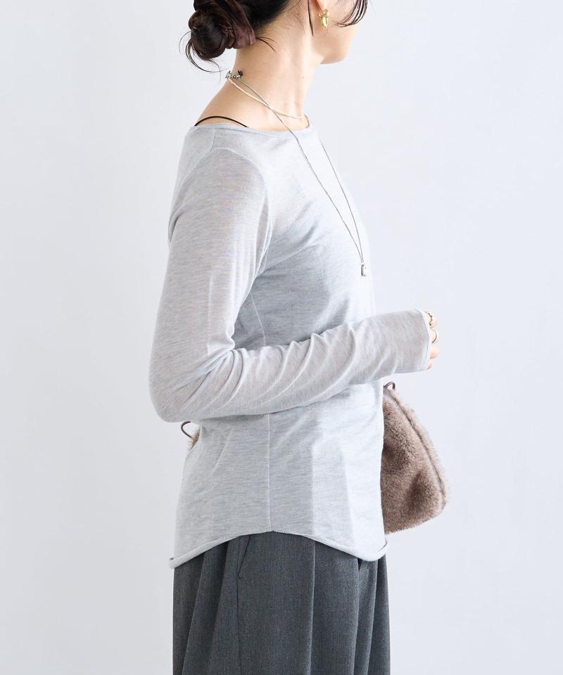 【リバイバル/やわらかな肌触り】シルクカシミヤブレンドボートT