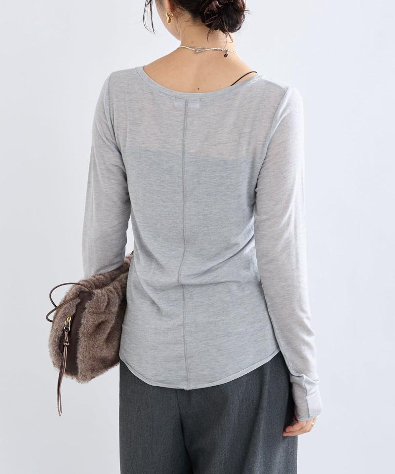 【リバイバル/やわらかな肌触り】シルクカシミヤブレンドボートT