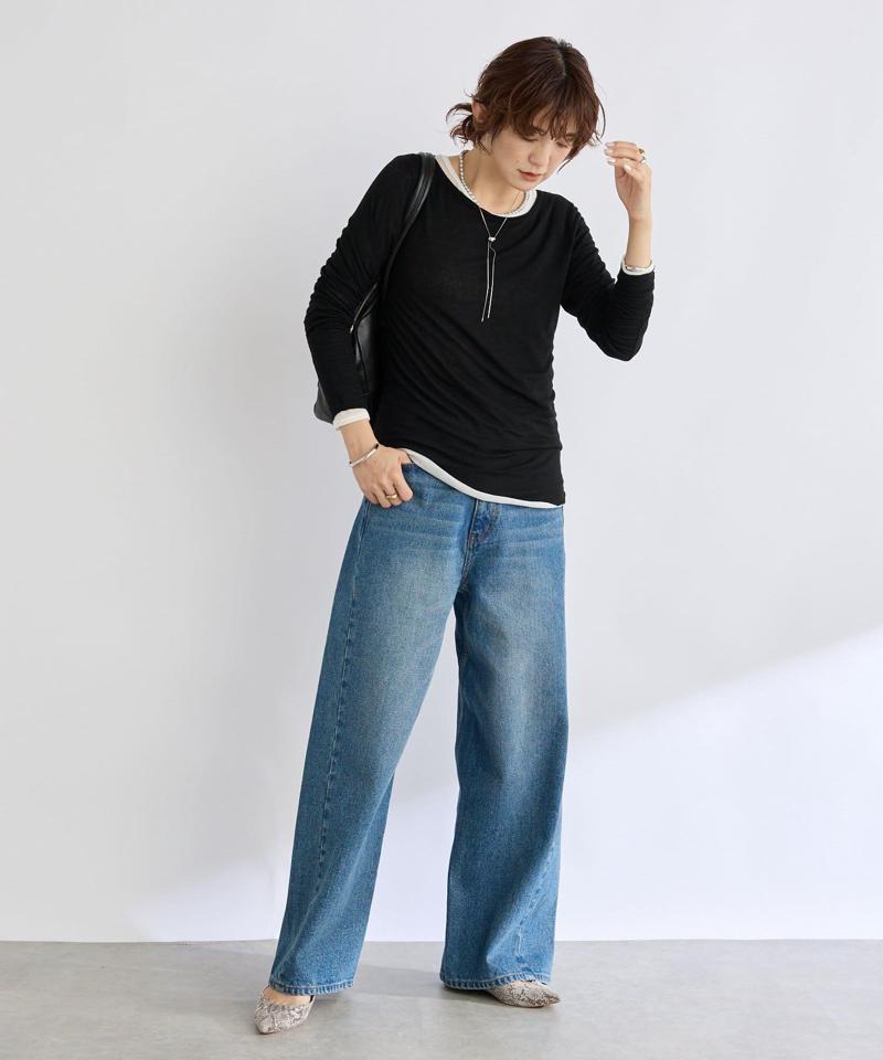 【リバイバル/やわらかな肌触り】シルクカシミヤブレンドボートT