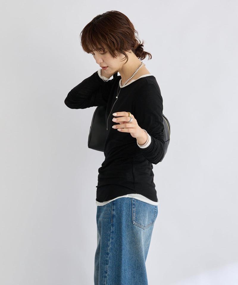 【リバイバル/やわらかな肌触り】シルクカシミヤブレンドボートT