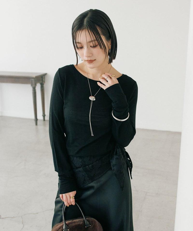 【リバイバル/やわらかな肌触り】シルクカシミヤブレンドボートT