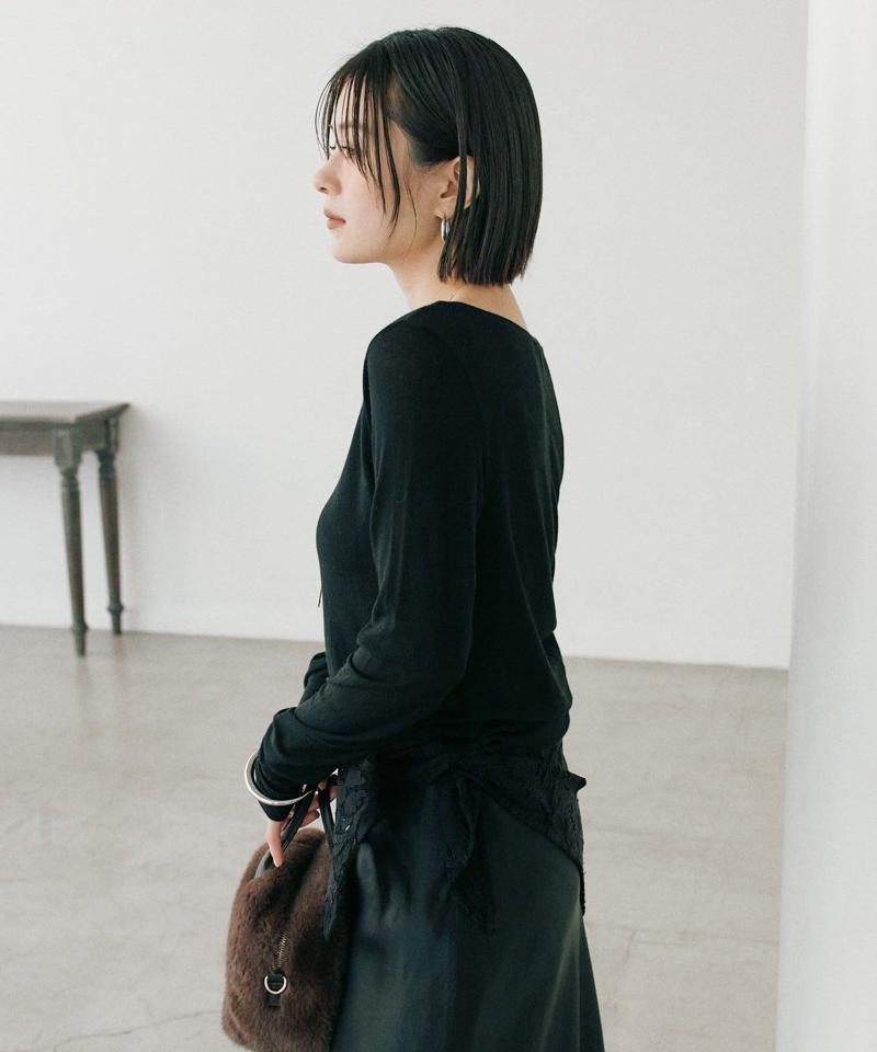 【リバイバル/やわらかな肌触り】シルクカシミヤブレンドボートT