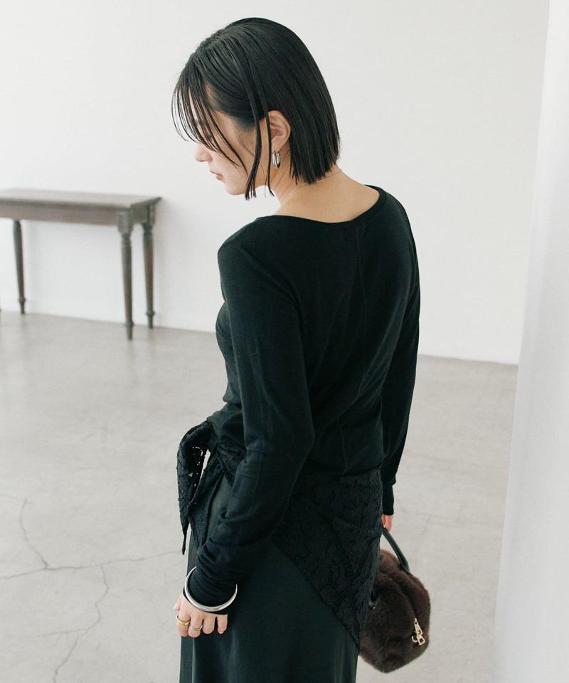 【リバイバル/やわらかな肌触り】シルクカシミヤブレンドボートT