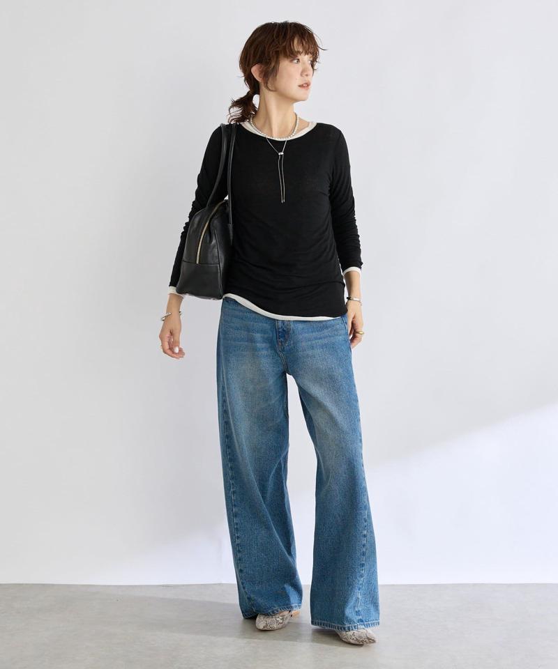 【リバイバル/やわらかな肌触り】シルクカシミヤブレンドボートT