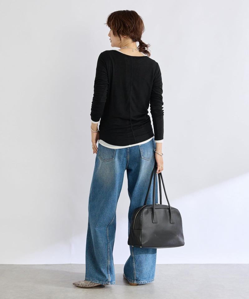 【リバイバル/やわらかな肌触り】シルクカシミヤブレンドボートT