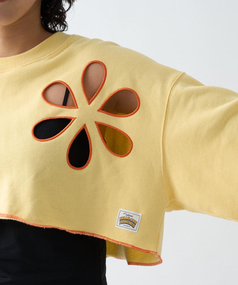 【HELLO.SANFRANCISCO】フラワーカットアウトクロップドスウェット