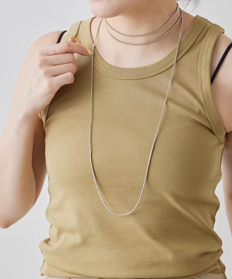 《金属アレルギー対応/ステンレス》ミックスチェーンロングネックレス