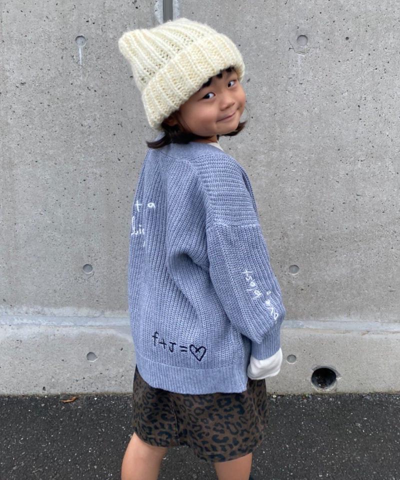 【KIDS】ポイント刺繍ニットカーデ