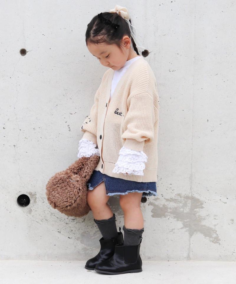 【KIDS】ポイント刺繍ニットカーデ