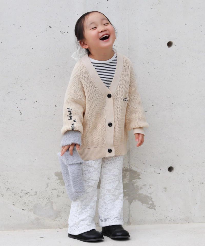 【KIDS】ポイント刺繍ニットカーデ