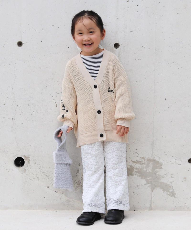 【KIDS】ポイント刺繍ニットカーデ