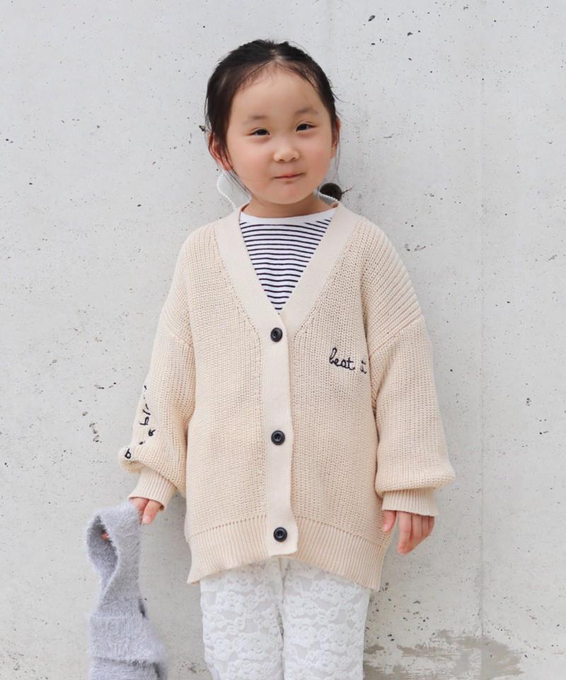 【KIDS】ポイント刺繍ニットカーデ