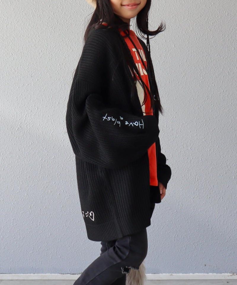 【KIDS】ポイント刺繍ニットカーデ