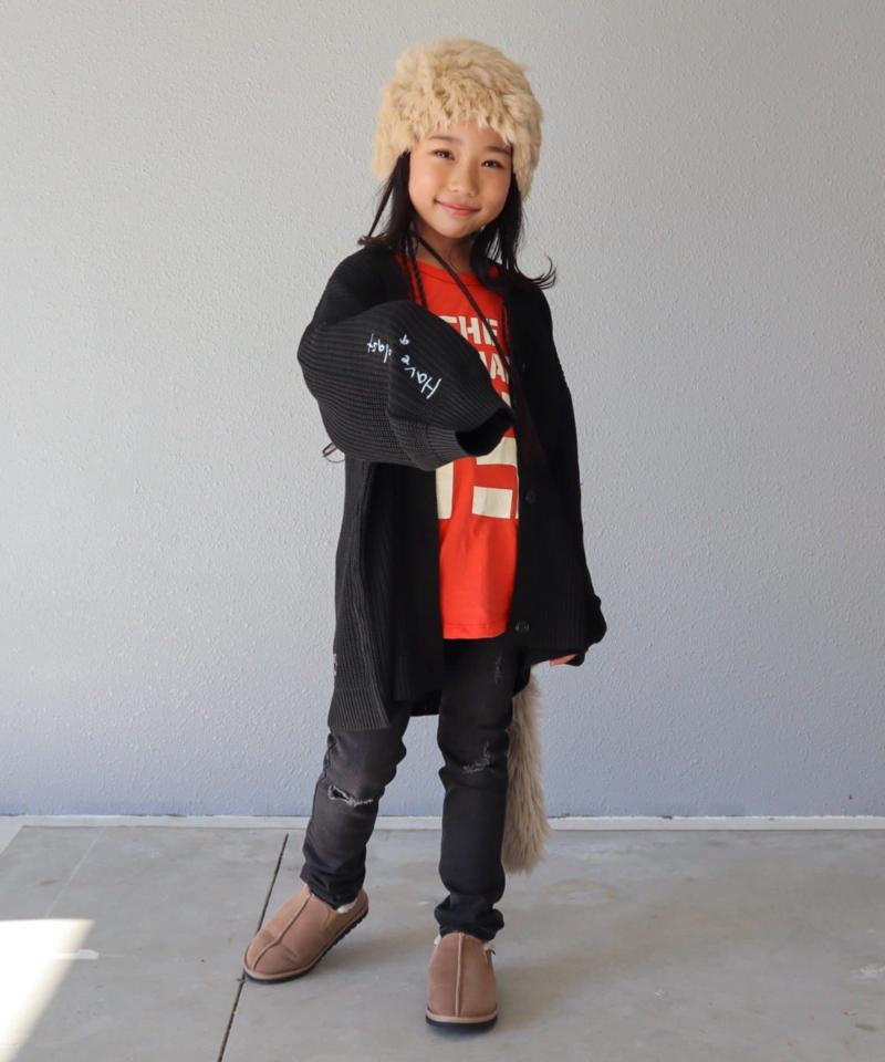 【KIDS】ポイント刺繍ニットカーデ