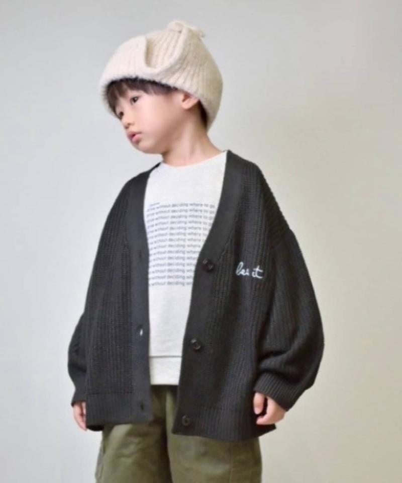 【KIDS】ポイント刺繍ニットカーデ
