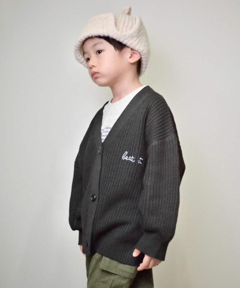【KIDS】ポイント刺繍ニットカーデ