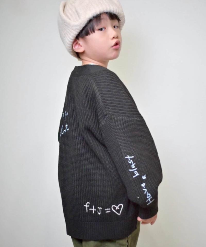 【KIDS】ポイント刺繍ニットカーデ