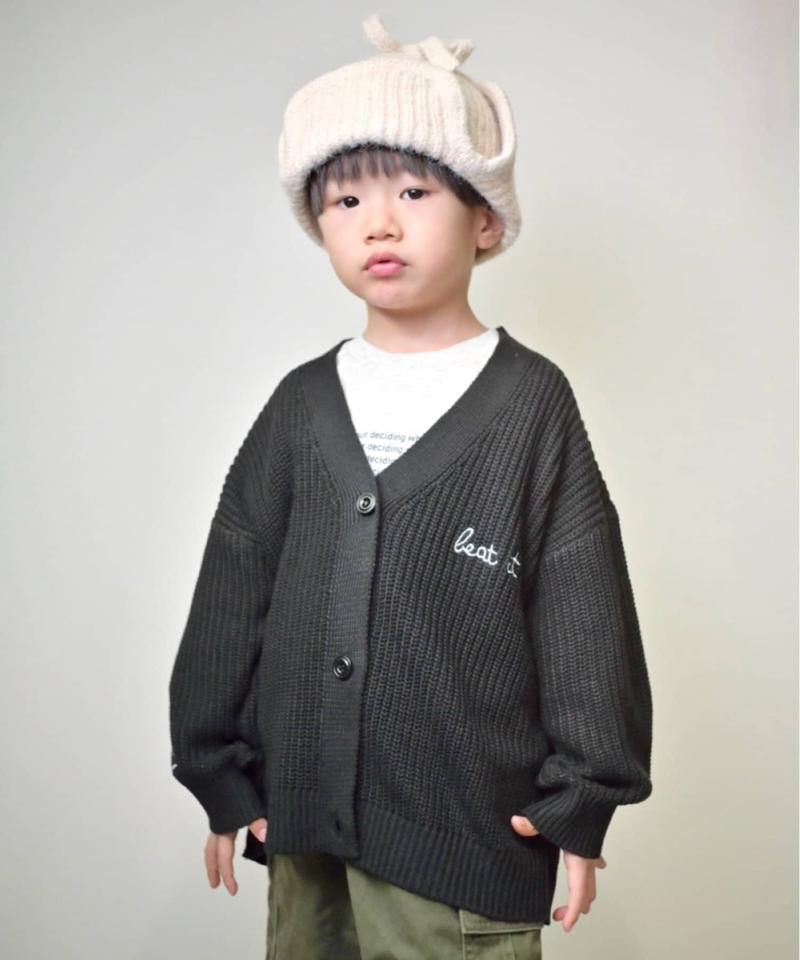 【KIDS】ポイント刺繍ニットカーデ
