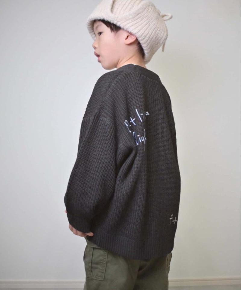 【KIDS】ポイント刺繍ニットカーデ