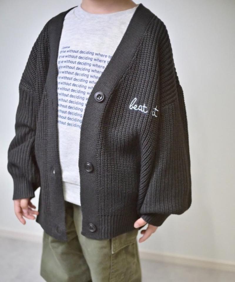 【KIDS】ポイント刺繍ニットカーデ