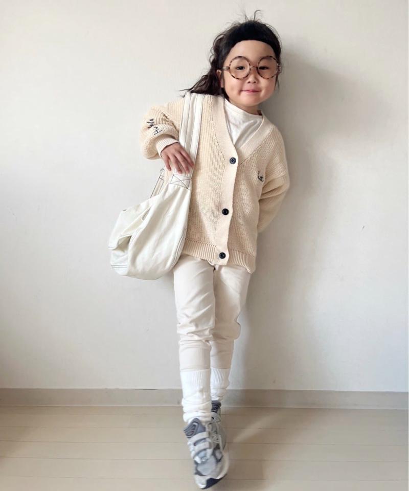 【KIDS】ポイント刺繍ニットカーデ
