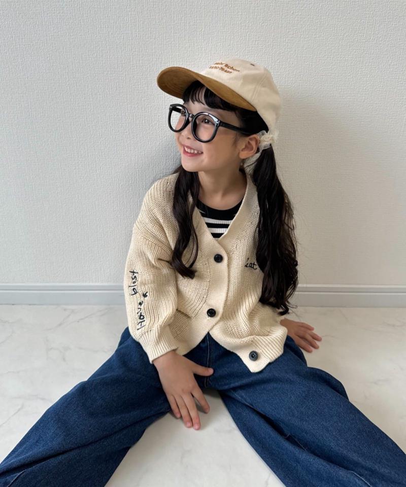 【KIDS】ポイント刺繍ニットカーデ