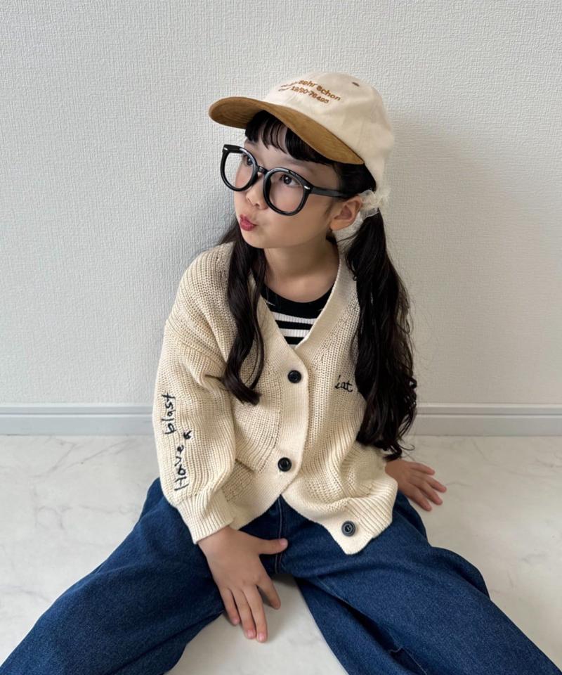 【KIDS】ポイント刺繍ニットカーデ