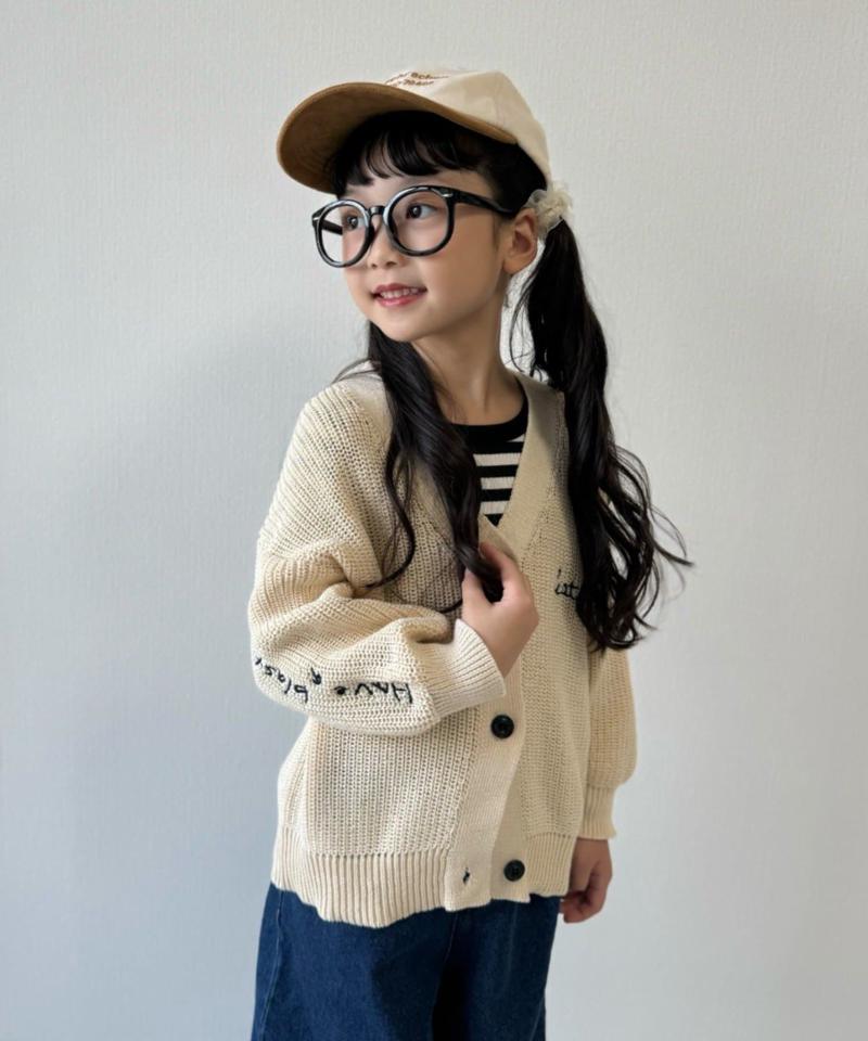 【KIDS】ポイント刺繍ニットカーデ