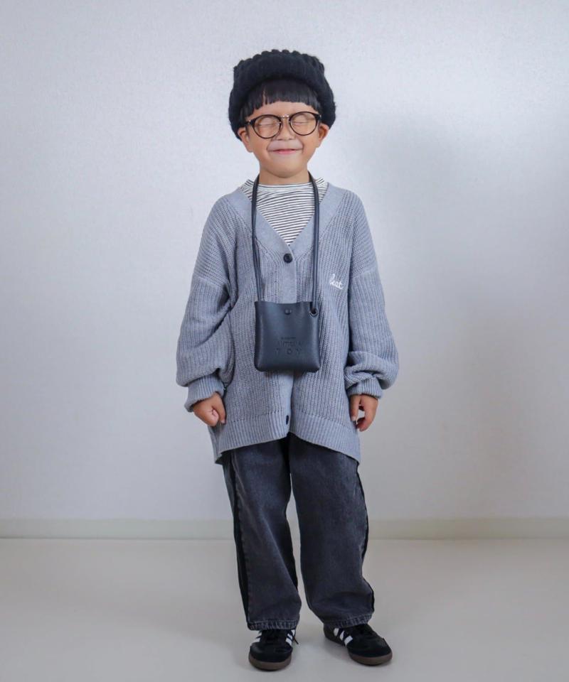 【KIDS】ポイント刺繍ニットカーデ