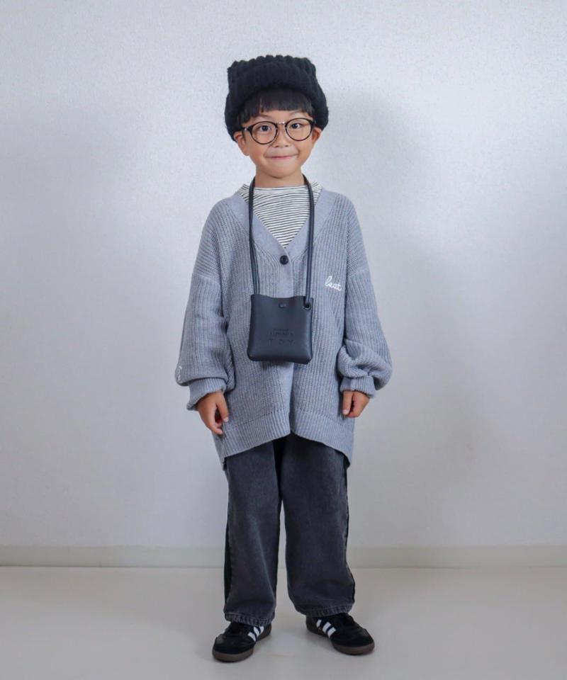 【KIDS】ポイント刺繍ニットカーデ