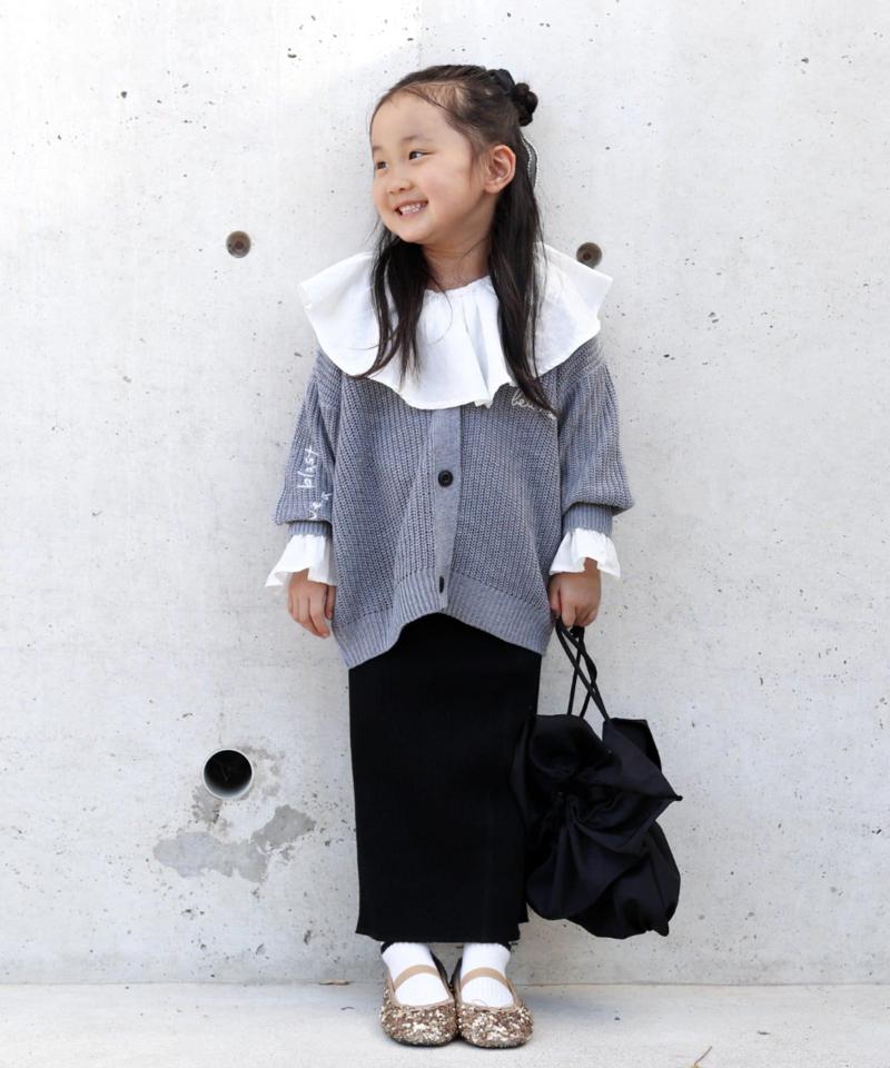 【KIDS】ポイント刺繍ニットカーデ