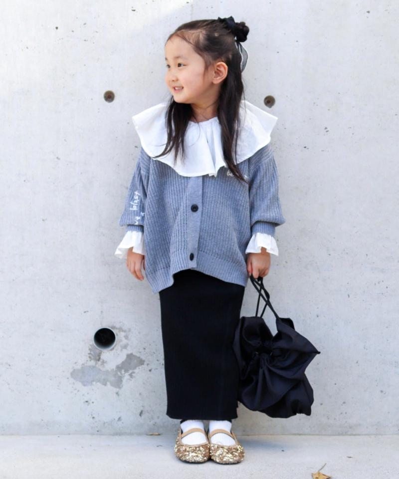 【KIDS】ポイント刺繍ニットカーデ