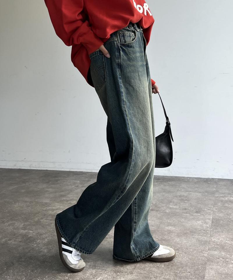 【新色/コーデュロイ】ハイウエストストレートデニム