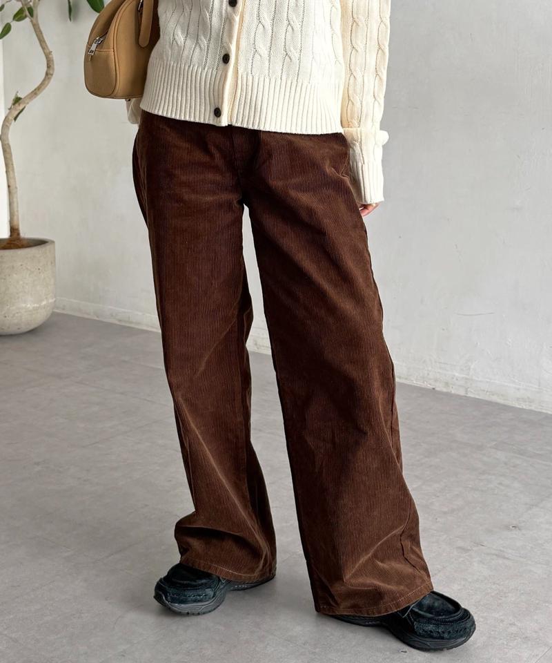 【新色/コーデュロイ】ハイウエストストレートデニム