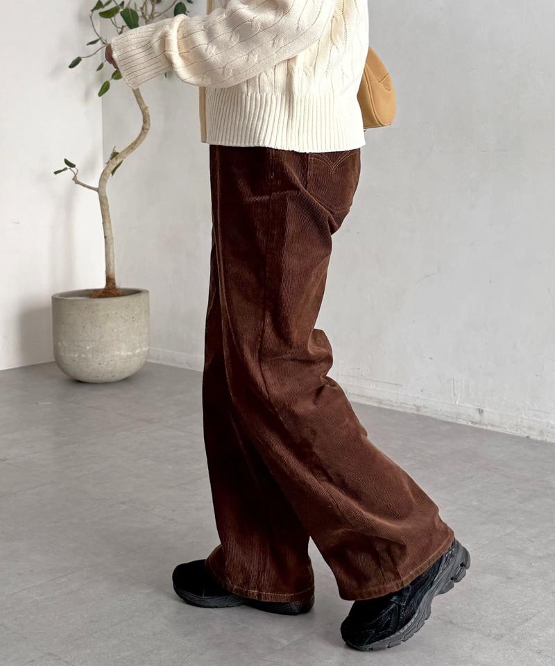 【新色/コーデュロイ】ハイウエストストレートデニム